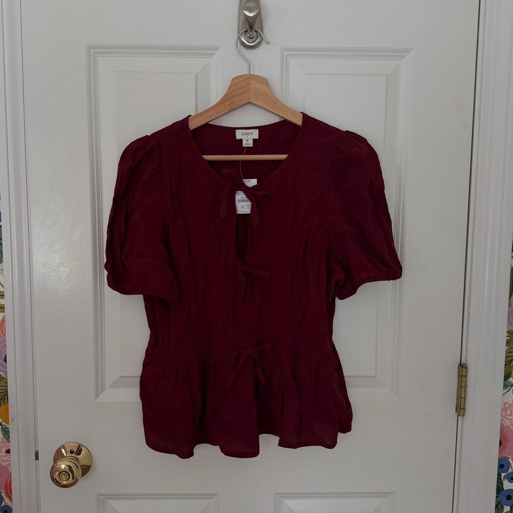 NEW JCrew blouse, burgundy, size 6